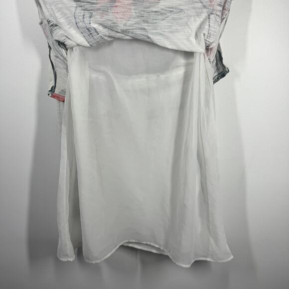 Soft Surroundings Top Women M Cream Floral Long Sleeve Sequin Lined Modest Tunic - Picture 6 of 8